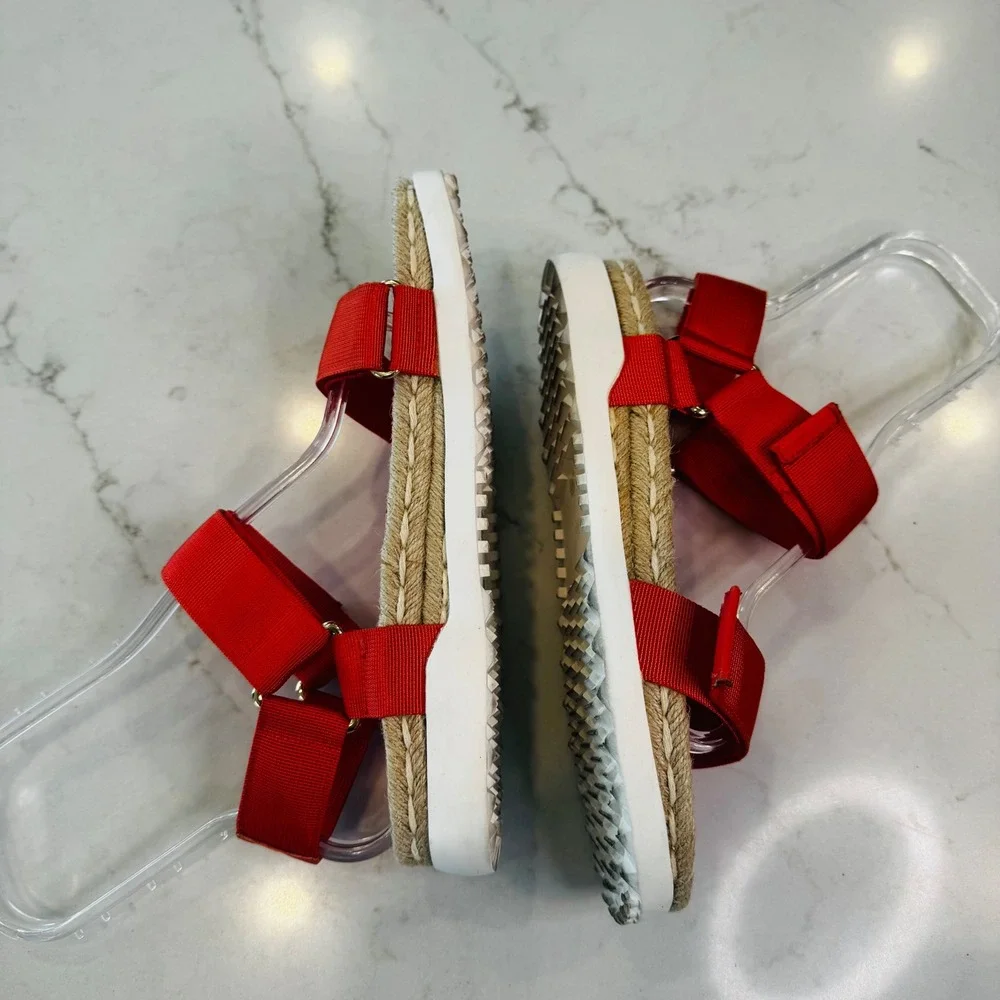 Silent D Trevor Women 9.5 EU 40 Red Orange Platform Espadrille Sandals Hook Loop - Picture 10 of 16
